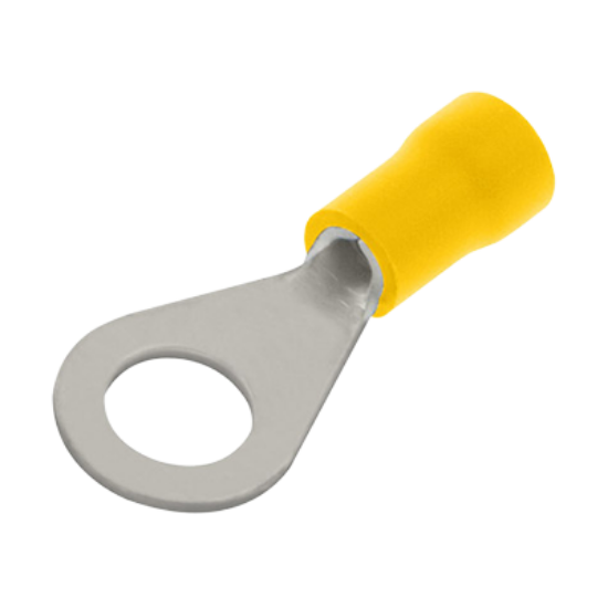 Picture of 12.0mm Pre-Insulated Ring Crimp Terminal -- Yellow - PK100