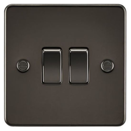 Picture of Flat Plate 10AX 2G 2-Way Switch - Gunmetal