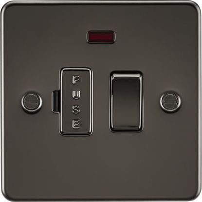 Picture of Flat Plate 13A Switched Fused Spur Unit with Neon - Gunmetal