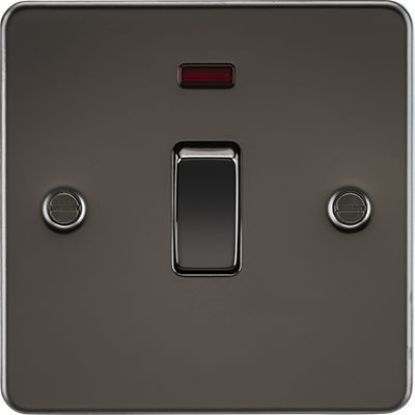 Picture of Flat Plate 20A 1G DP Switch with Neon - Gunmetal