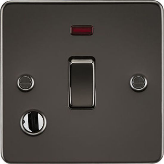 Picture of Flat Plate 20A 1G DP Switch with Neon and Flex Outlet - Gunmetal