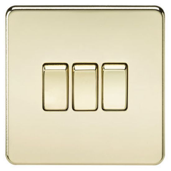 Picture of Screwless 10AX 3G 2-Way Switch - Polished Brass