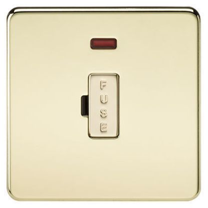 Picture of Screwless 13A Fused Spur Unit with Neon - Polished Brass