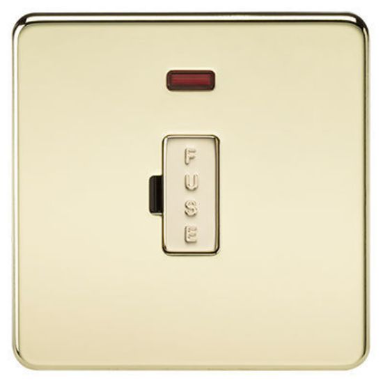 Picture of Screwless 13A Fused Spur Unit with Neon - Polished Brass