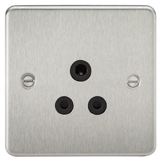 Picture of Flat Plate 5A Unswitched Socket - Brushed Chrome with Black Insert