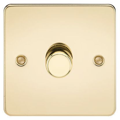 Picture of Flat Plate 1G 2 Way 10-200W (5-150W LED) Trailing Edge Dimmer - Polished Brass