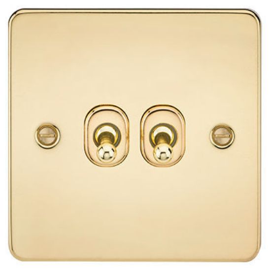 Picture of Flat Plate 10AX 2G 2-Way Toggle Switch - Polished Brass