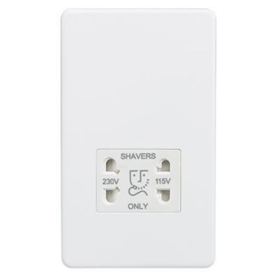 Picture of Screwless 115/230V Dual Voltage Shaver Socket - Matt White