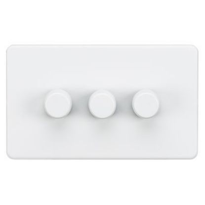 Picture of Screwless 3G 2-Way 10-200W (5-150W LED) Trailing Edge Dimmer - Matt White