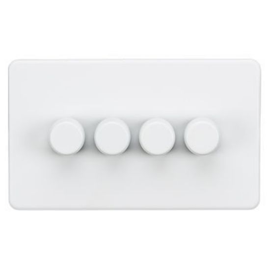 Picture of Screwless 4G 2-Way 10-200W (5-150W LED) Trailing Edge Dimmer - Matt White