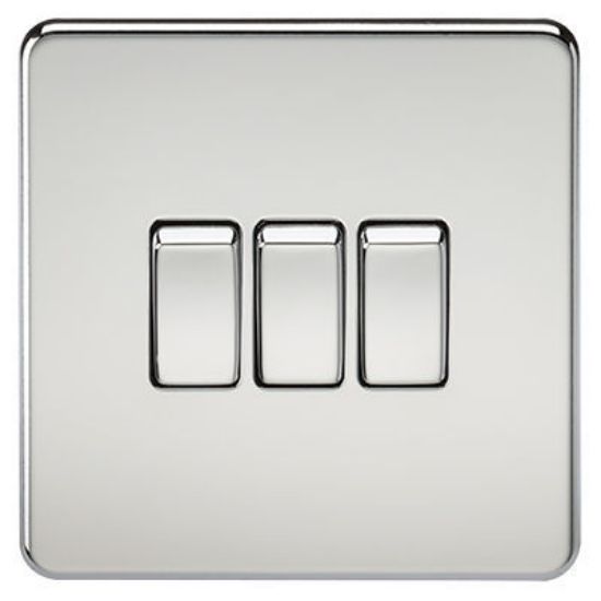 Picture of Screwless 10AX 3G 2-Way Switch - Polished Chrome