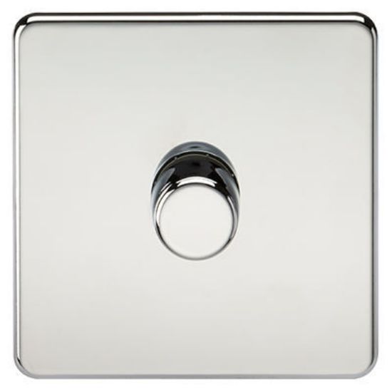 Picture of Screwless 1G 2-way 10-200W (5-150W LED) trailing edge dimmer - Polished Chrome