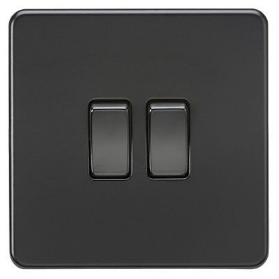 Picture of Screwless 10AX 2G 2-Way Switch - Matt Black with black rockers