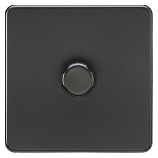 Picture of Screwless 1G 2-way 10-200W (5-150W LED) trailing edge dimmer - Matt Black