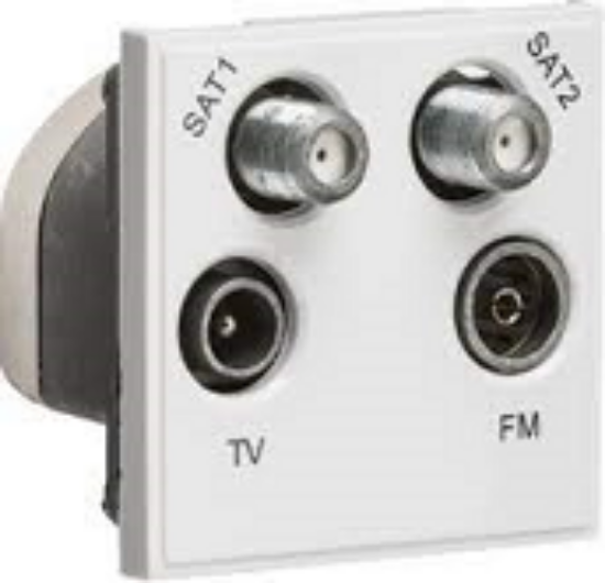 Picture of Satellite TV FM Quadplex Outlet Module, White