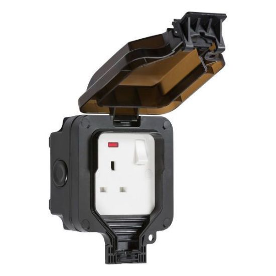 Picture of 13A 1 Gang DP switched socket with Neons - Black