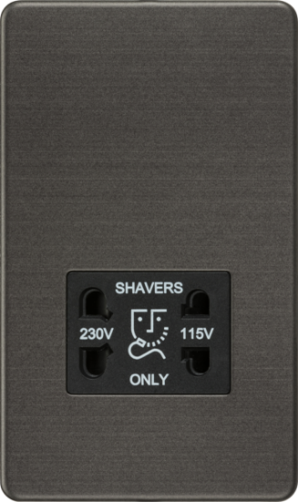 Picture of Screwless 115V/230V Dual Voltage Shaver Socket - Smoked Bronze