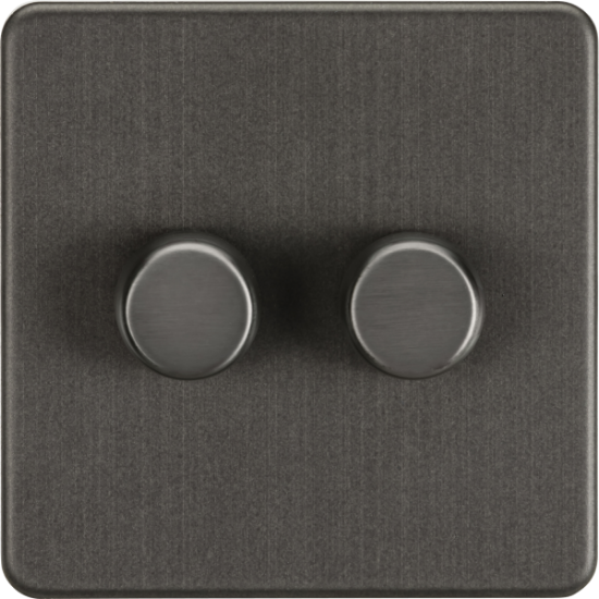 Picture of Screwless 2G 2-way 10-200W (5-150W LED) trailing edge dimmer - Smoked Bronze