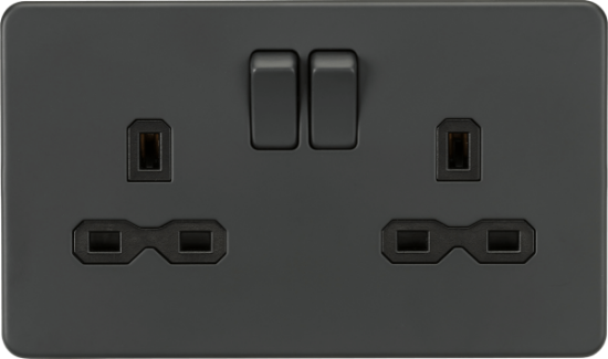 Picture of Screwless 13A 2G DP switched socket - Anthracite