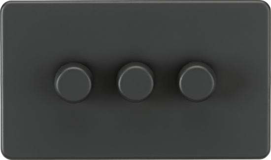 Picture of Screwless 3G 2-way 10-200W (5-150W LED) trailing edge dimmer - Anthracite