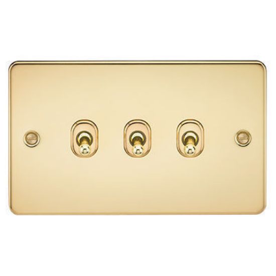 Picture of Flat Plate 10AX 3G 2-Way Toggle Switch - Polished Brass