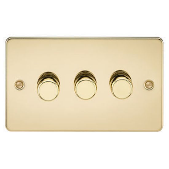 Picture of Flat Plate 3G 2 Way 10-200W (5-150W LED) Trailing Edge Dimmer - Polished Brass