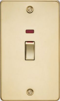 Picture of Flat Plate 45A (2G size) DP Switch with Neon - Polished Brass