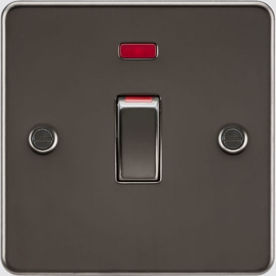 Picture of Flat plate 45A (1G size) DP Switch with Neon - Gunmetal