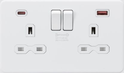 Picture of Flat plate 13A 2G DP Switched Socket - Matt White with White Insert