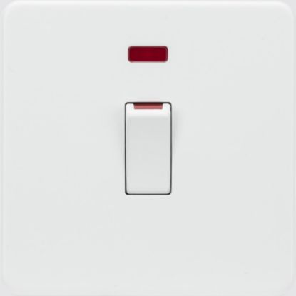 Picture of Flat plate 45A (1G size) DP Switch with Neon - Matt White