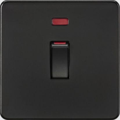 Picture of Flat plate 45A (1G size) DP Switch with Neon - Matt Black