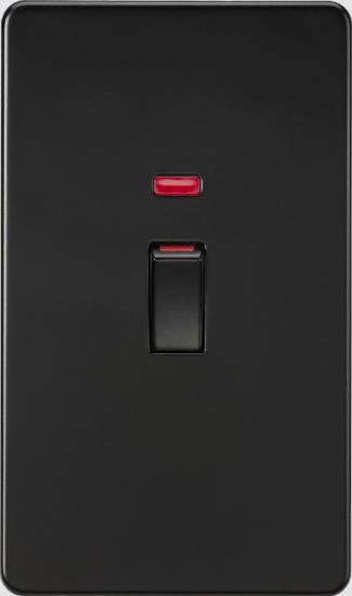 Picture of Flat Plate 45A (2G size) DP Switch with Neon - Matt Black