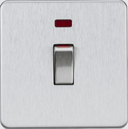 Picture of Flat plate 45A (1G size) DP Switch with Neon - Brushed Chrome