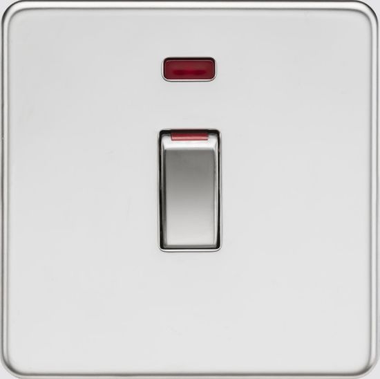 Picture of Flat plate 45A (1G size) DP Switch with Neon - Polished Chrome