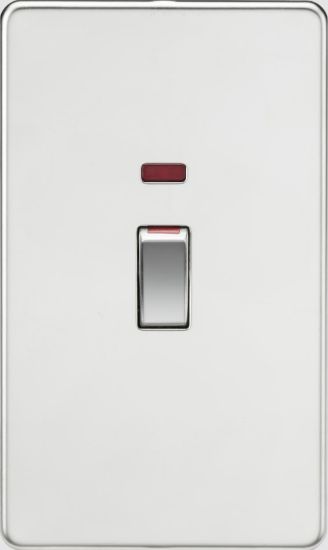 Picture of Flat Plate 45A (2G size) DP Switch with Neon - Polished Chrome