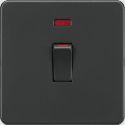 Picture of Flat plate 45A (1G size) DP Switch with Neon - Anthracite