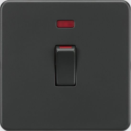 Picture of Flat plate 45A (1G size) DP Switch with Neon - Anthracite