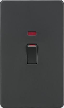 Picture of Flat Plate 45A (2G size) DP Switch with Neon - Anthracite