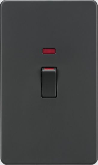 Picture of Flat Plate 45A (2G size) DP Switch with Neon - Anthracite