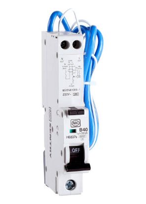 Picture of 40A SINGLE POLE 1 MODULE TYPE A RCBO