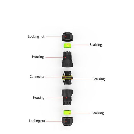 Picture of IP68 400V 17.5A Waterproof Outdoor Inline Cable Connector M16