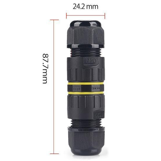 Picture of IP68 400V 24A Waterproof Outdoor Inline Cable Connector M20 