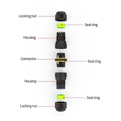 Picture of IP68 400V 24A Waterproof Outdoor Inline Cable Connector M20 