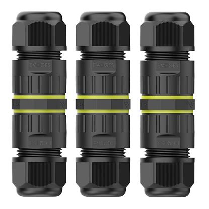 Picture of IP68 400V 17.5A Waterproof Outdoor Inline Cable Connector M16 - Pack of 3