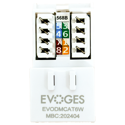 Picture of RJ45 Cat6 Outlet Module UTP 25x50mm - 1Gbps High Speed Ethernet Networking 