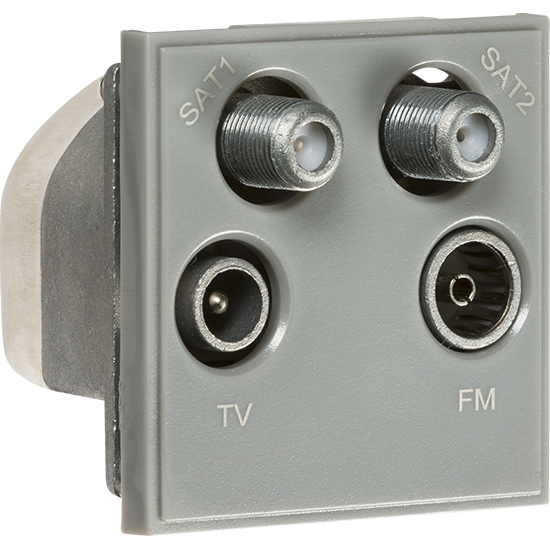 Picture of Satellite TV FM Quadplex Outlet Module, Grey