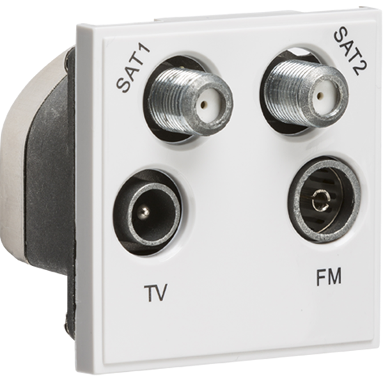 Picture of Satellite TV FM Quadplex Outlet Module, White