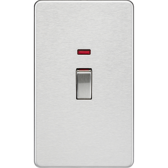 Picture of Flat Plate 45A (2G size) DP Switch with Neon - Brushed Chrome