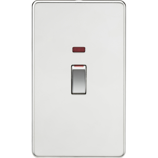 Picture of Flat Plate 45A (2G size) DP Switch with Neon - Polished Chrome