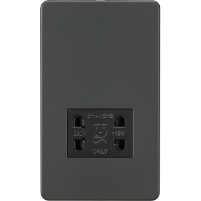 Picture of Screwless 115V/230V Dual Voltage Shaver Socket - Anthracite